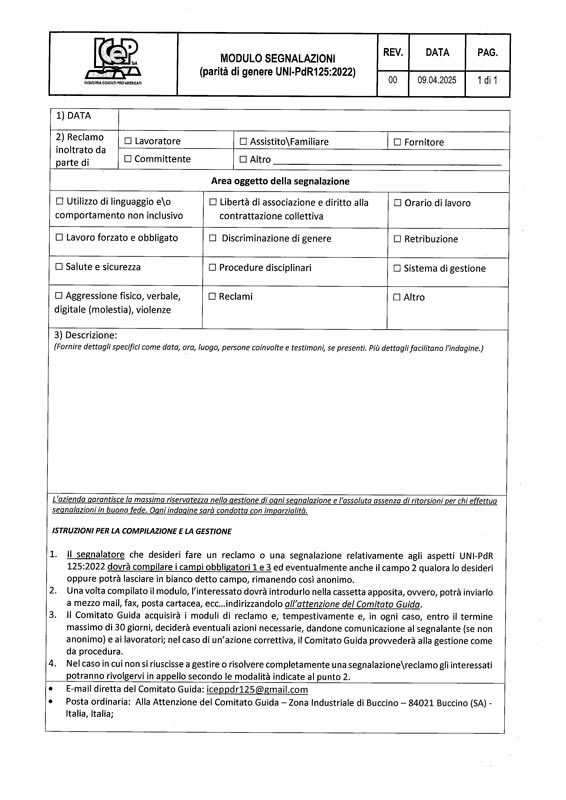 Segnalazioni - Modulo e Istruzioni PdR-125